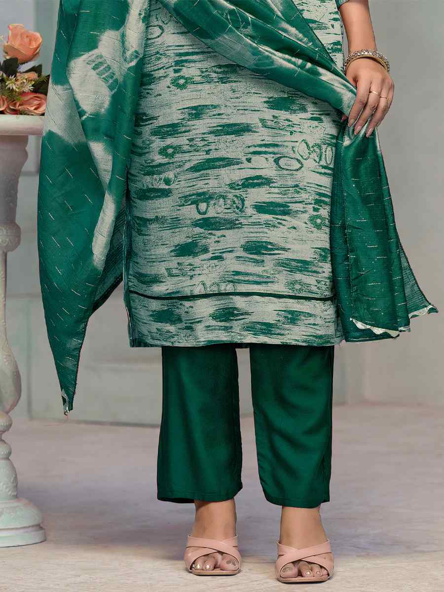 Green Premium Roman Cotton Embroidered Festival Casual Ready Pant Salwar Kameez