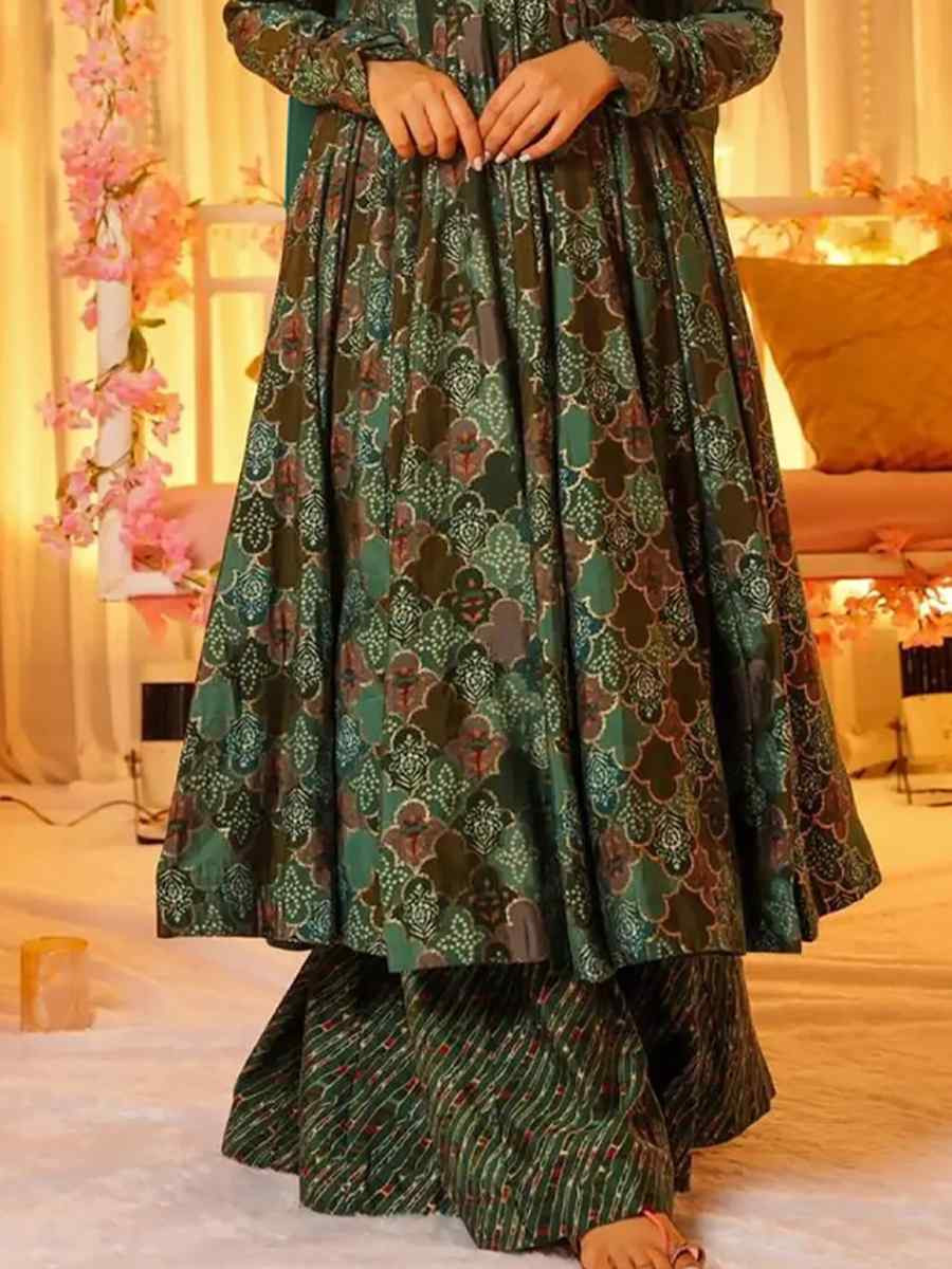 Green Pure Maslin Embroidered Festival Wedding Anarkali Salwar Kameez