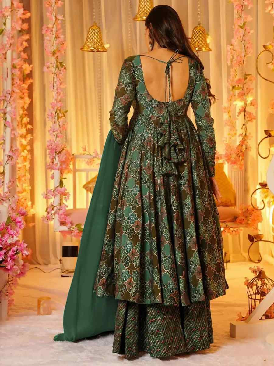 Green Pure Maslin Embroidered Festival Wedding Anarkali Salwar Kameez