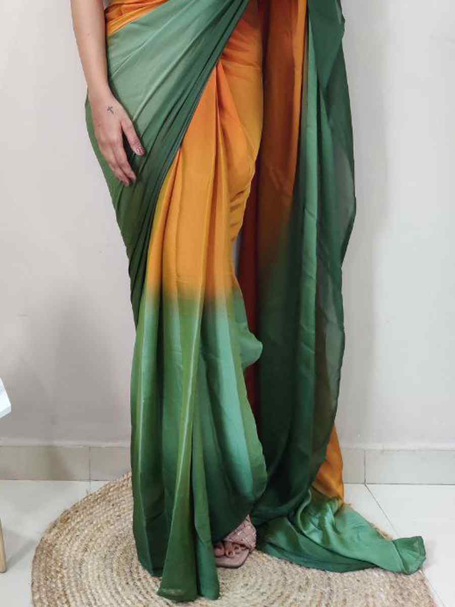 Green Pure Soft Georgette Silk Printed Festival Casual Contemporary Saree