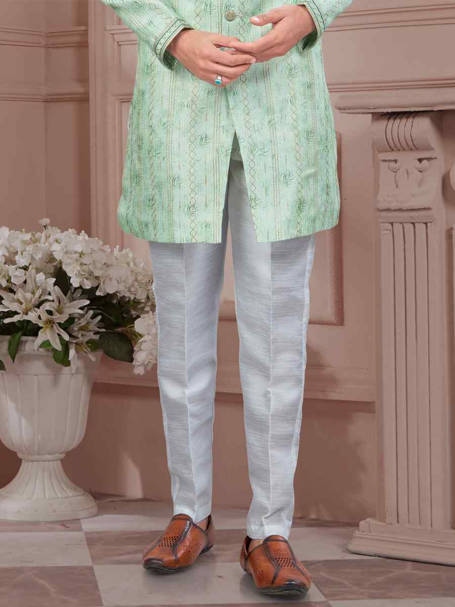 Green Silk Dupion Embroidered Festival Wedding Sherwani