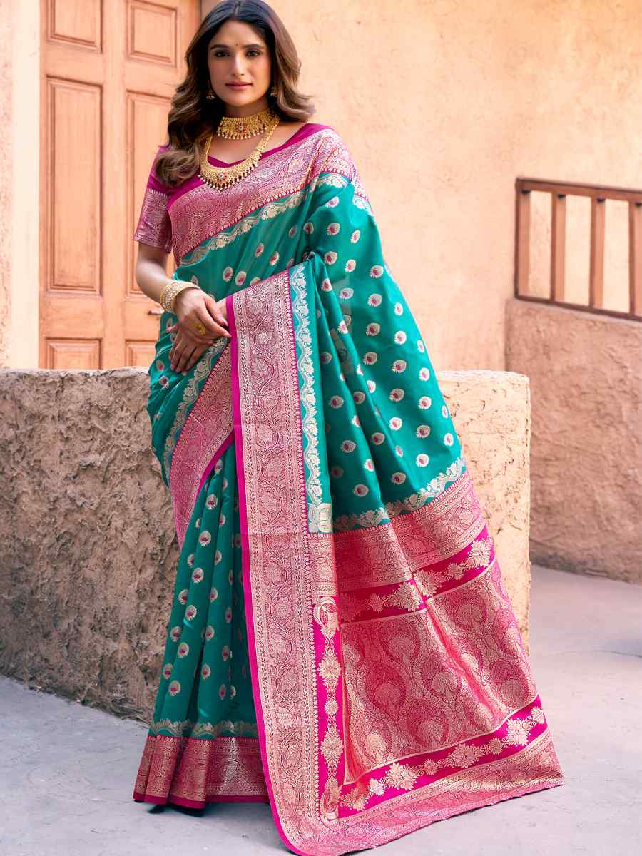 Green Silk Handwoven Festival Casual Contemporary Saree