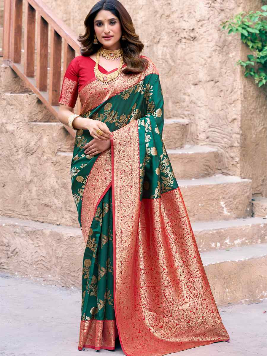 Green Silk Handwoven Festival Casual Contemporary Saree