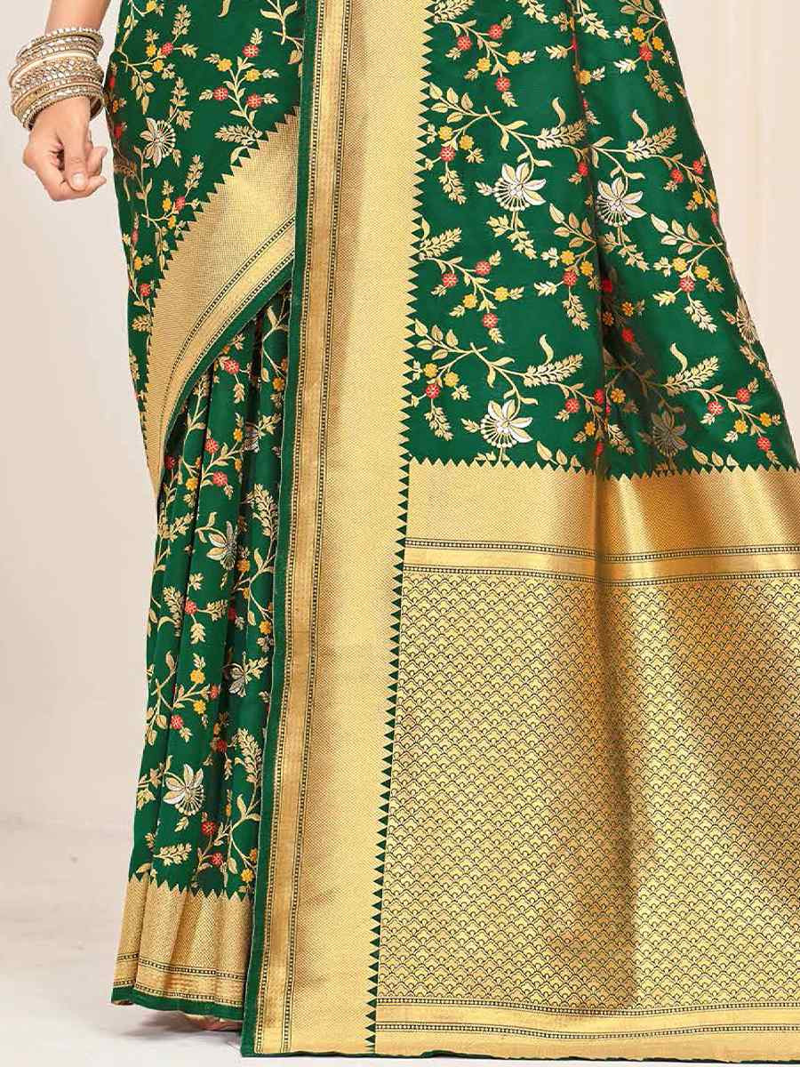 Green Silk Handwoven Festival Casual Heavy Border Saree