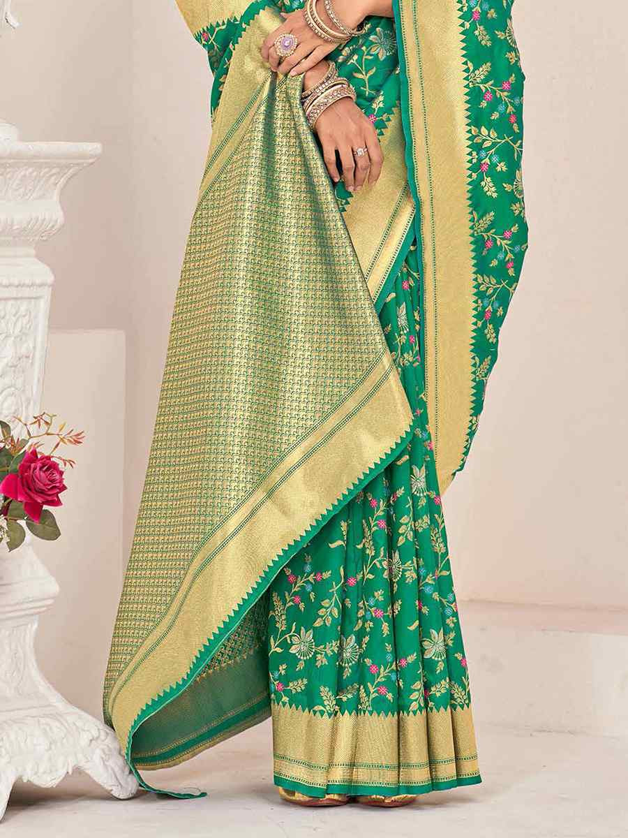 Green Silk Handwoven Festival Casual Heavy Border Saree