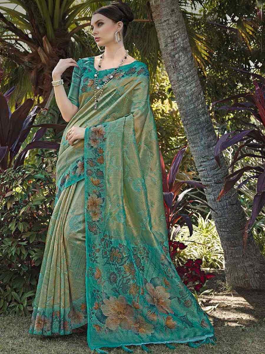 Green Silk Handwoven Festival Wedding Heavy Border Saree