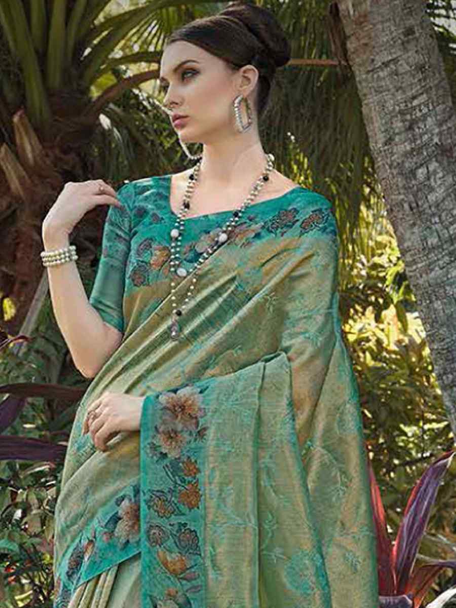 Green Silk Handwoven Festival Wedding Heavy Border Saree