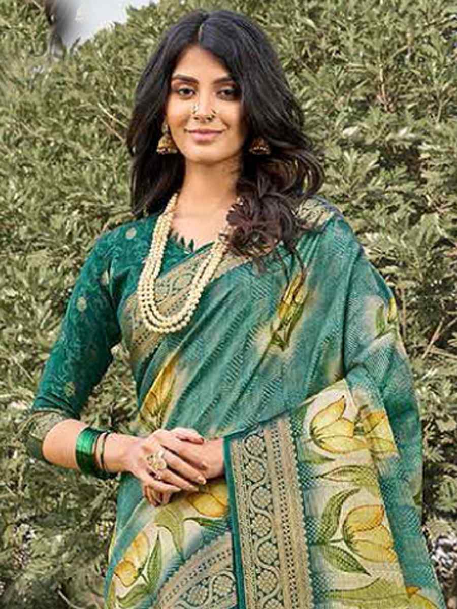 Green Silk Handwoven Festival Wedding Heavy Border Saree