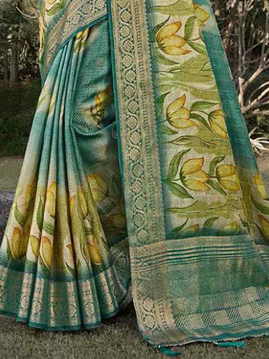 Green Silk Handwoven Festival Wedding Heavy Border Saree