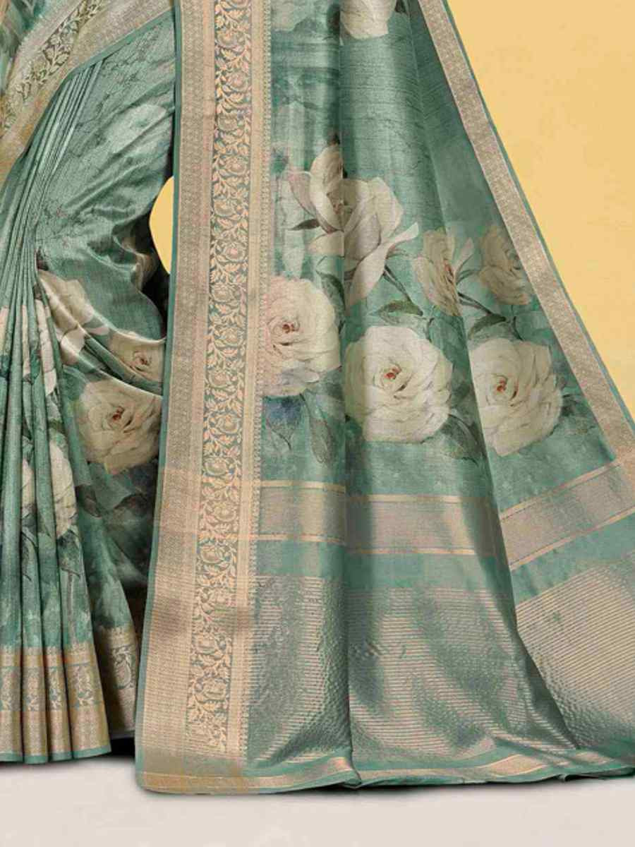 Green Silk Handwoven Festival Wedding Heavy Border Saree