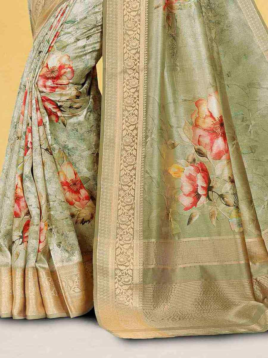 Green Silk Handwoven Festival Wedding Heavy Border Saree