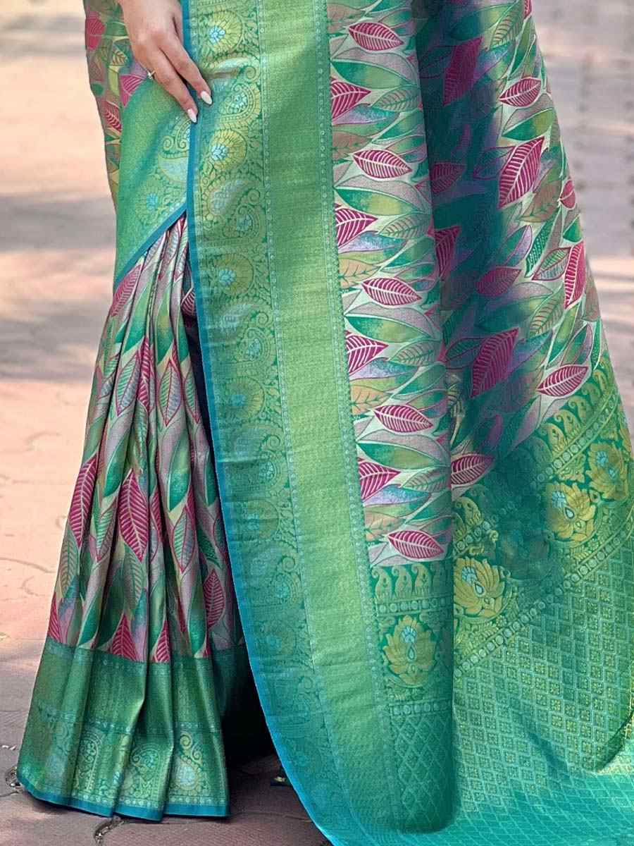 Green Silk Handwoven Wedding Festival Heavy Border Saree