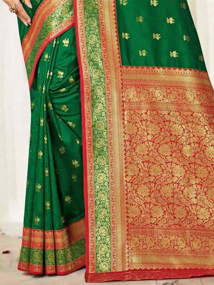 Green Silk Handwoven Wedding Festival Heavy Border Saree