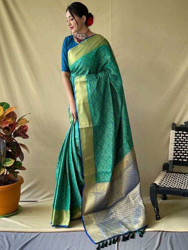 Green Soft Banarasi Silk Handwoven Festival Wedding Heavy Border Saree