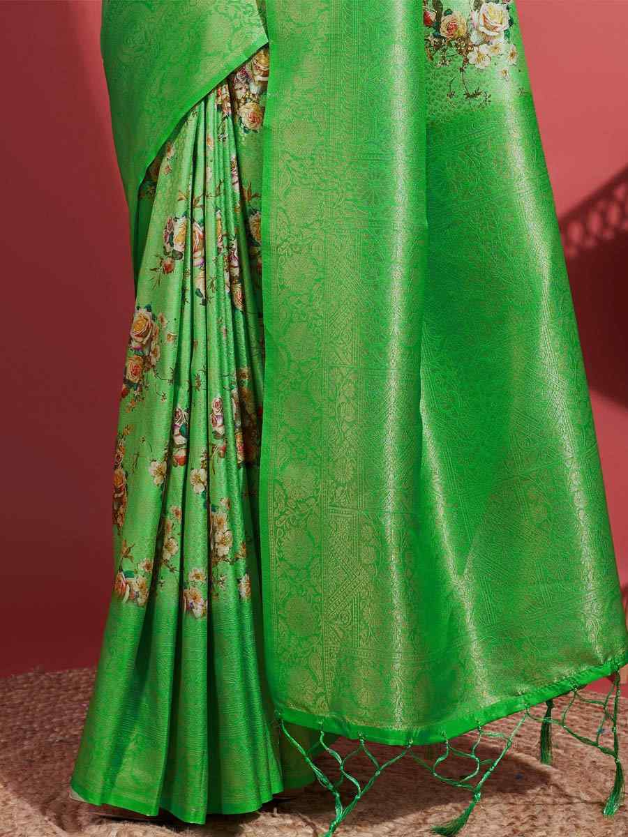 Green Soft Banarasi Silk Handwoven Festival Wedding Heavy Border Saree