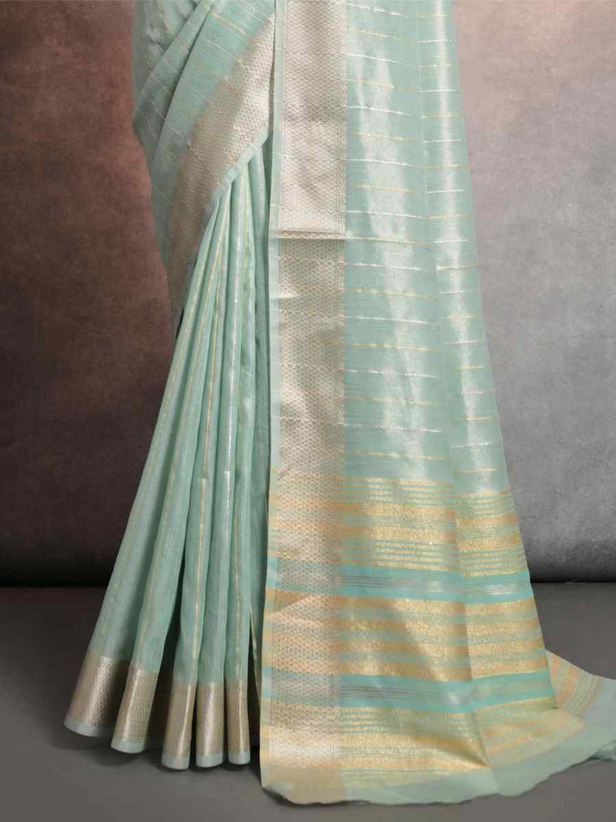 Green Soft Mulberry Silk Handwoven Wedding Festival Heavy Border Saree