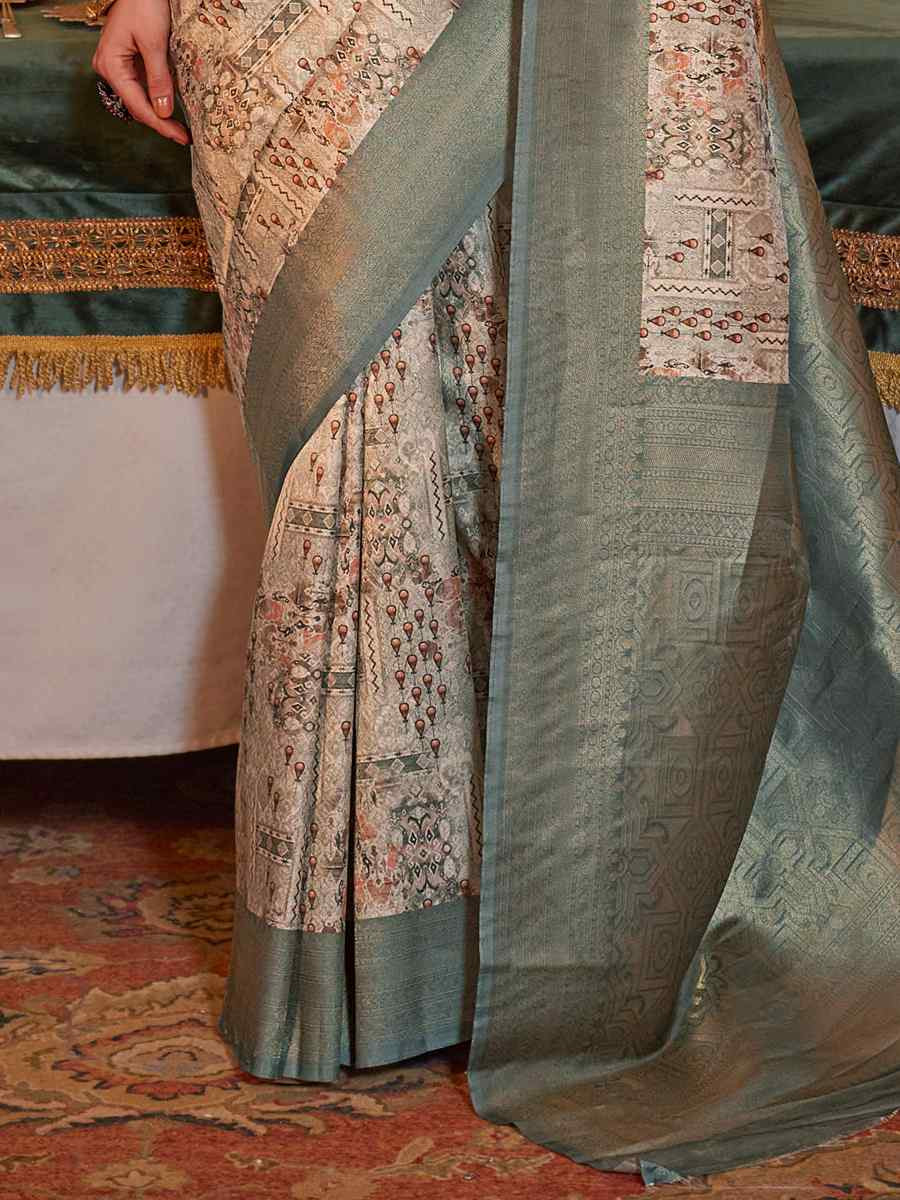 Green Tusser Silk Handwoven Festival Wedding Heavy Border Saree