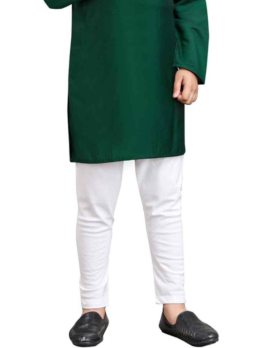 Green Viscose Embroidered Wedding Casual Kurta Pyjama Boys Wear