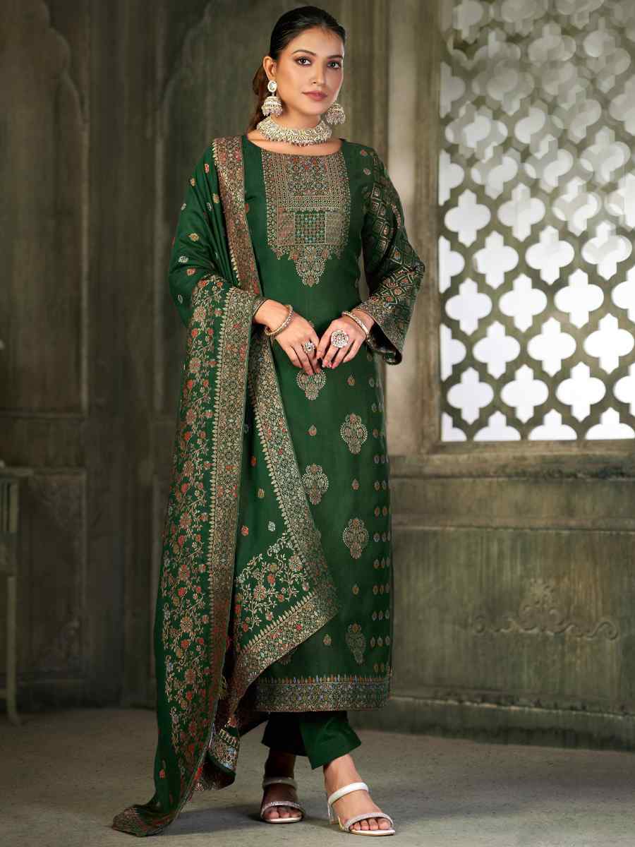 Green Viscose Pasmina Embroidered Festival Mehendi Ready Pant Salwar Kameez