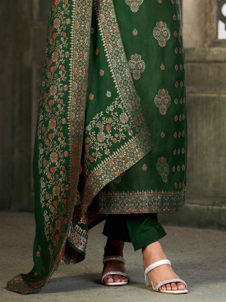 Green Viscose Pasmina Embroidered Festival Mehendi Ready Pant Salwar Kameez