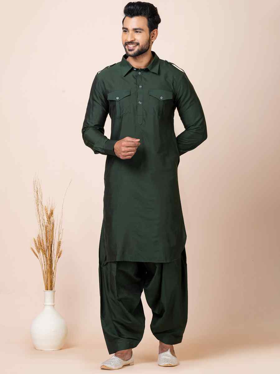 Green Viscose Woven Festival Mehendi Kurta