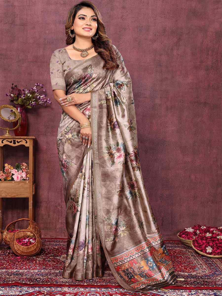 Grey Art Silk Handwoven Festival Wedding Heavy Border Saree