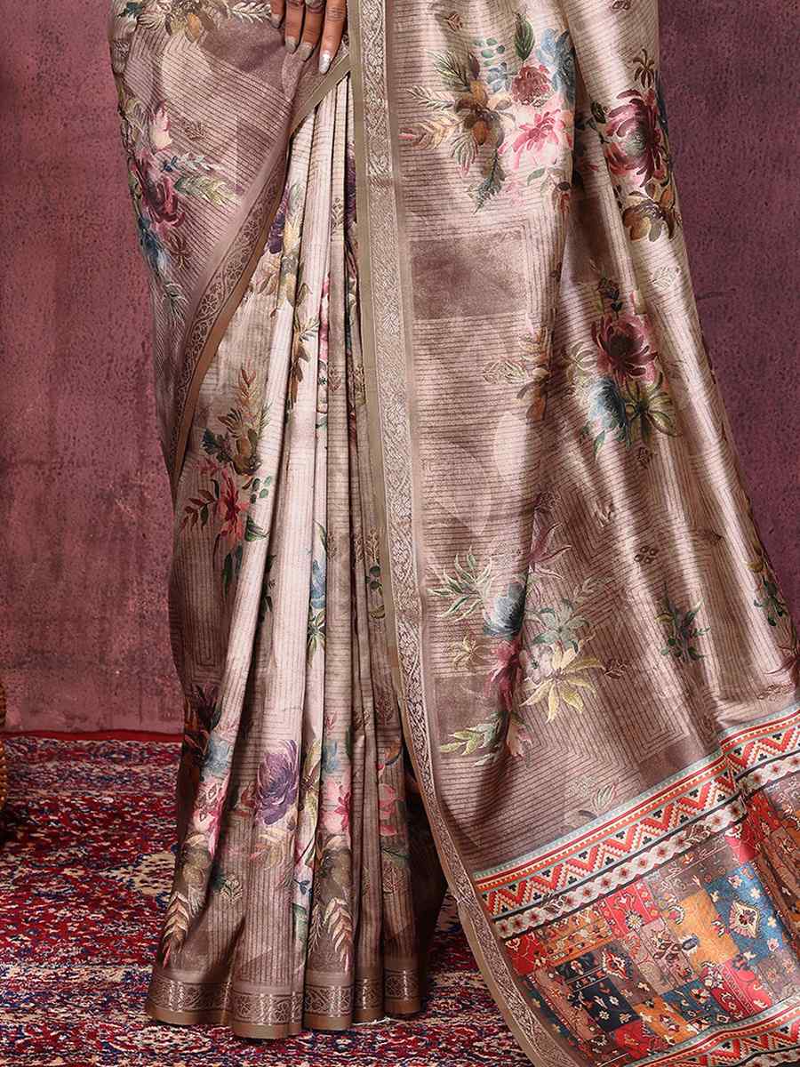 Grey Art Silk Handwoven Festival Wedding Heavy Border Saree