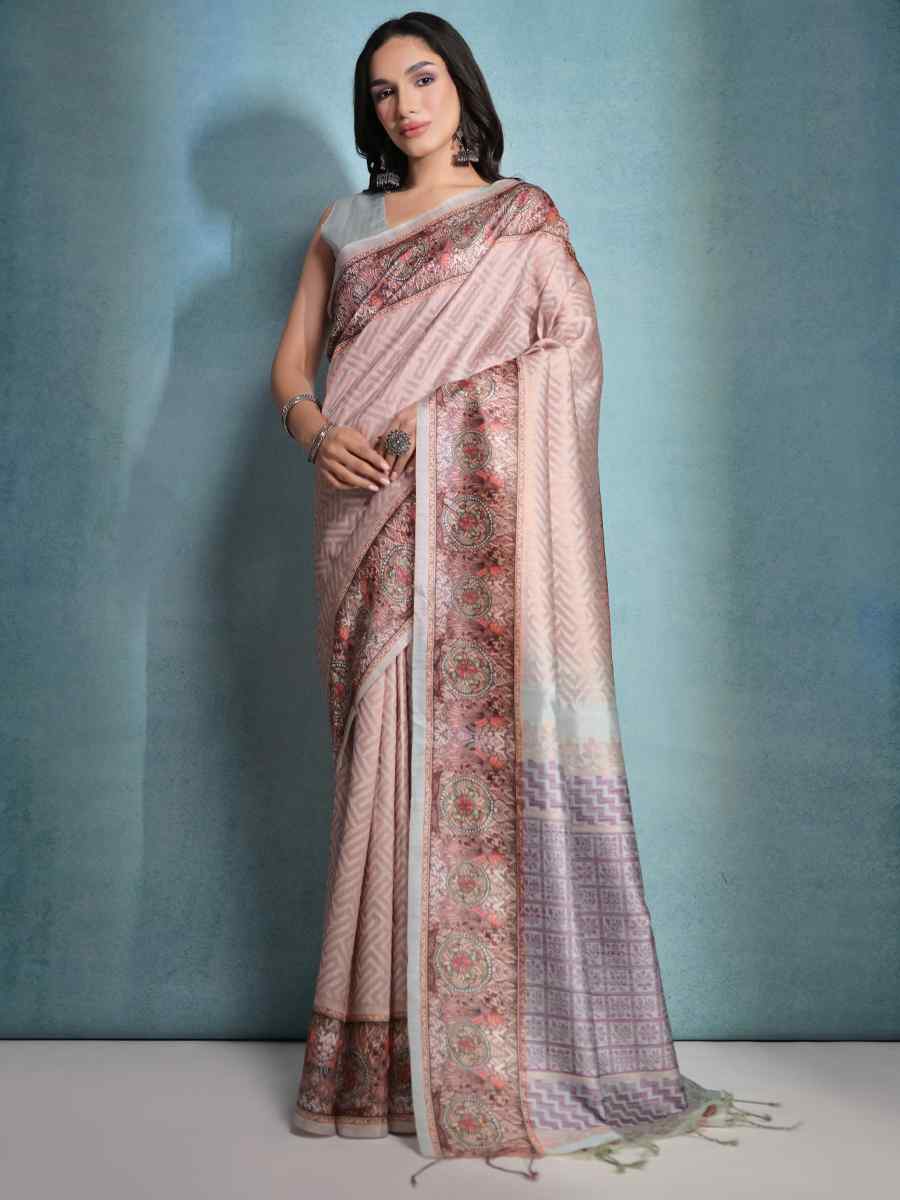 Grey Cotton Silk Handwoven Festival Wedding Heavy Border Saree