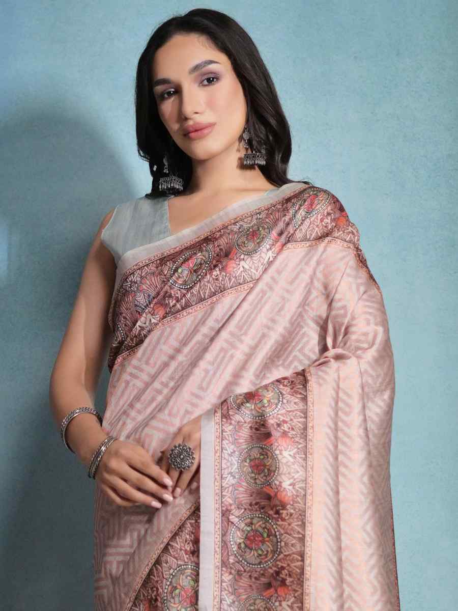 Grey Cotton Silk Handwoven Festival Wedding Heavy Border Saree