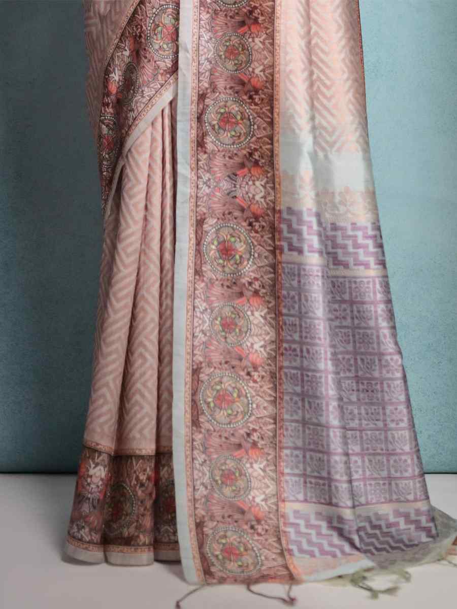 Grey Cotton Silk Handwoven Festival Wedding Heavy Border Saree