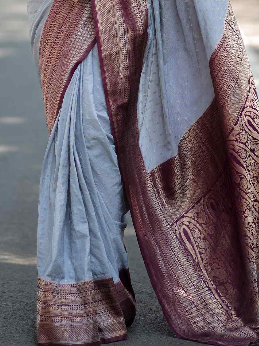 Grey Georgette Silk Handwoven Casual Festival Heavy Border Saree