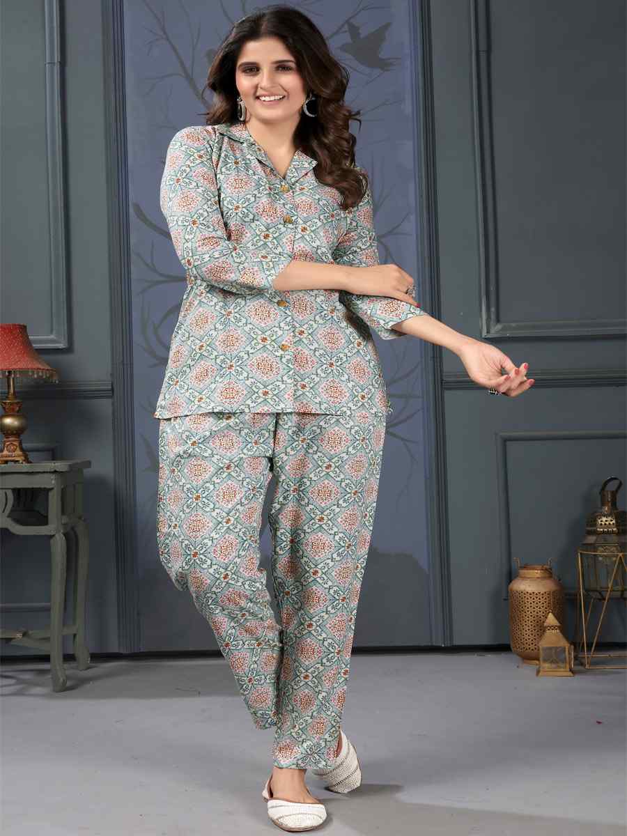 Grey Premium Rayon Printed Festival Casual Ready Pant Salwar Kameez