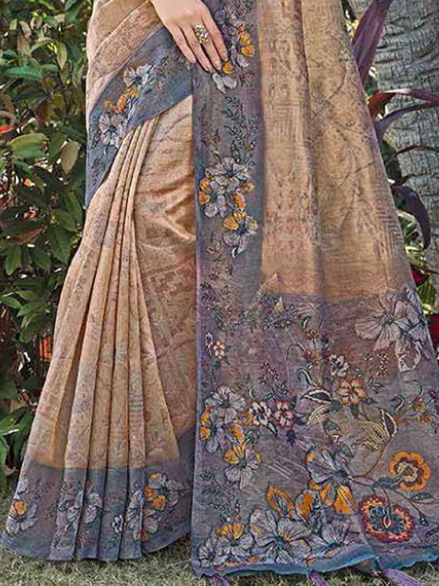 Grey Silk Handwoven Festival Wedding Heavy Border Saree