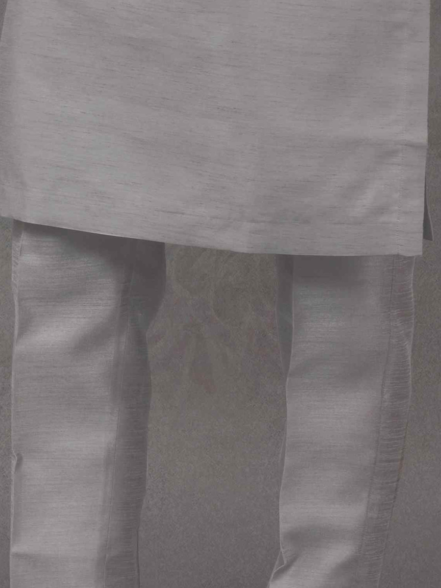 Grey Silk Woven Groom Wedding Kurta