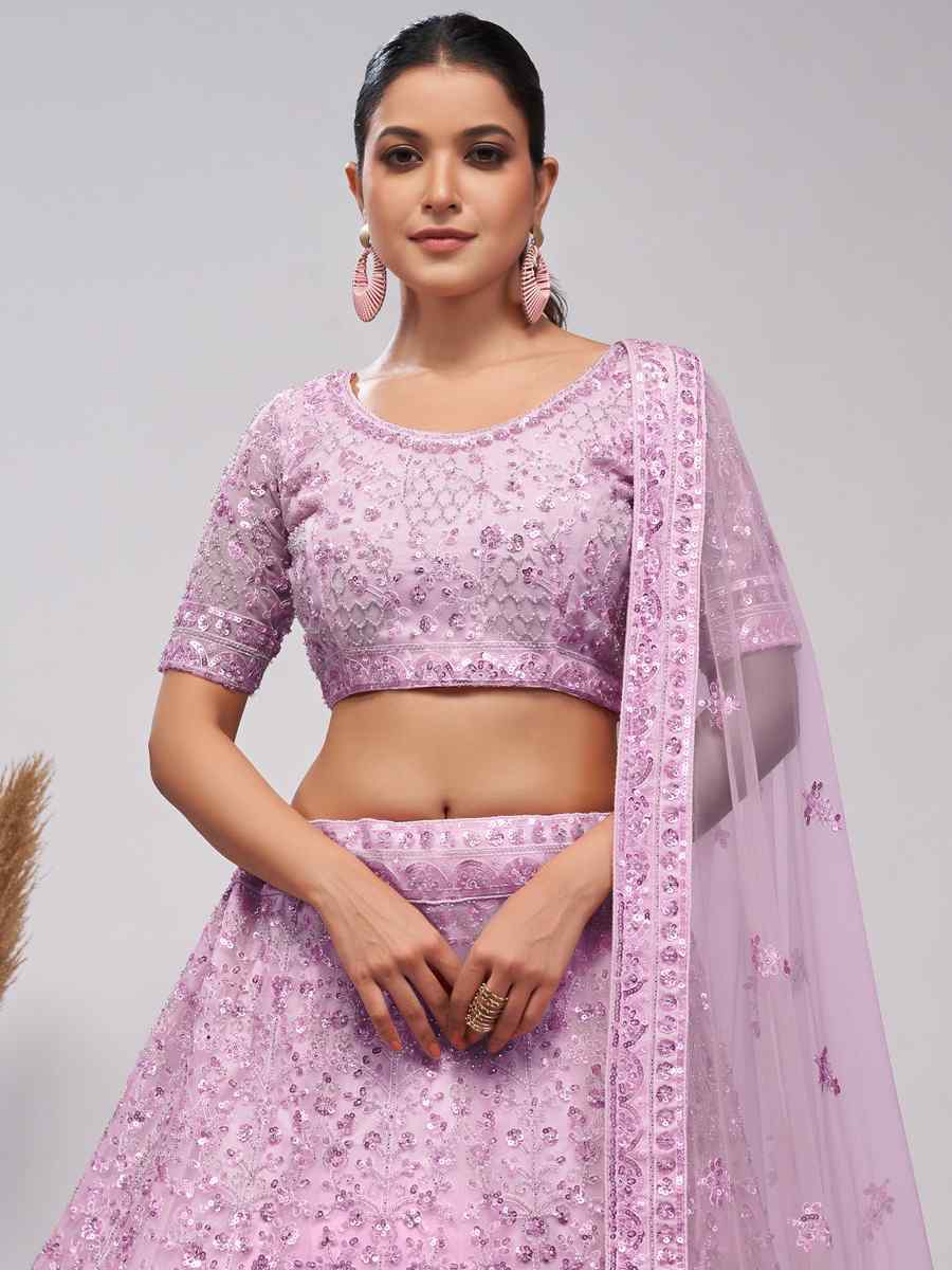 Hot Pink Soft Net Embroidered Bridesmaid Wedding Heavy Border Lehenga Choli