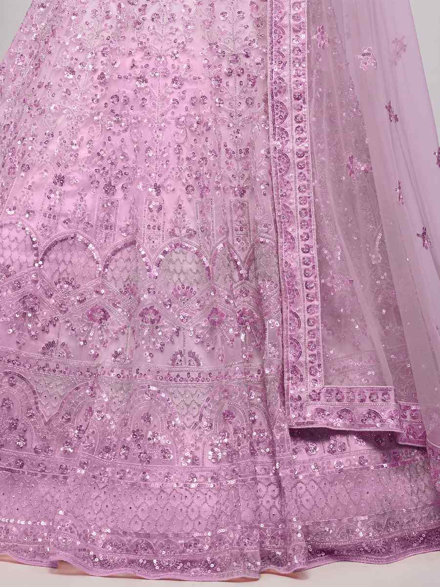 Hot Pink Soft Net Embroidered Bridesmaid Wedding Heavy Border Lehenga Choli