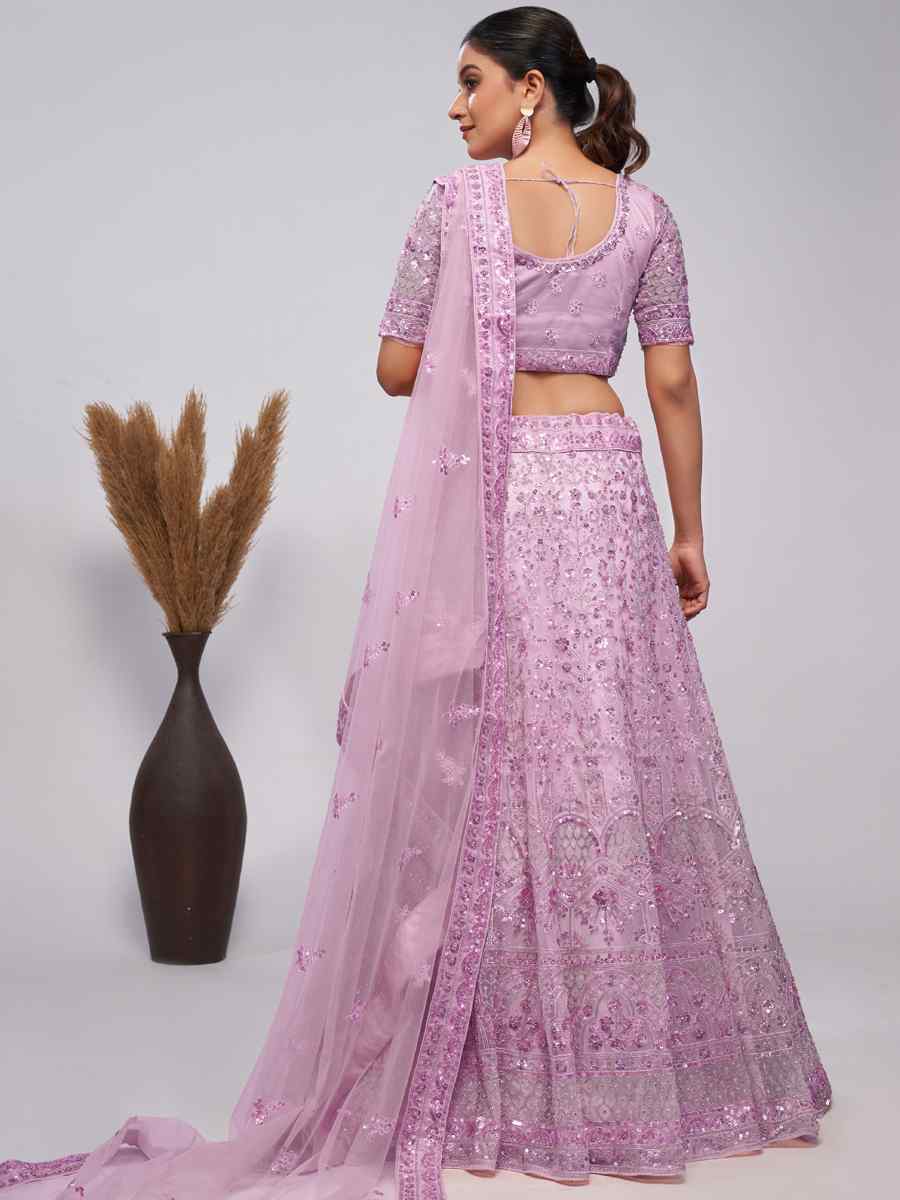 Hot Pink Soft Net Embroidered Bridesmaid Wedding Heavy Border Lehenga Choli