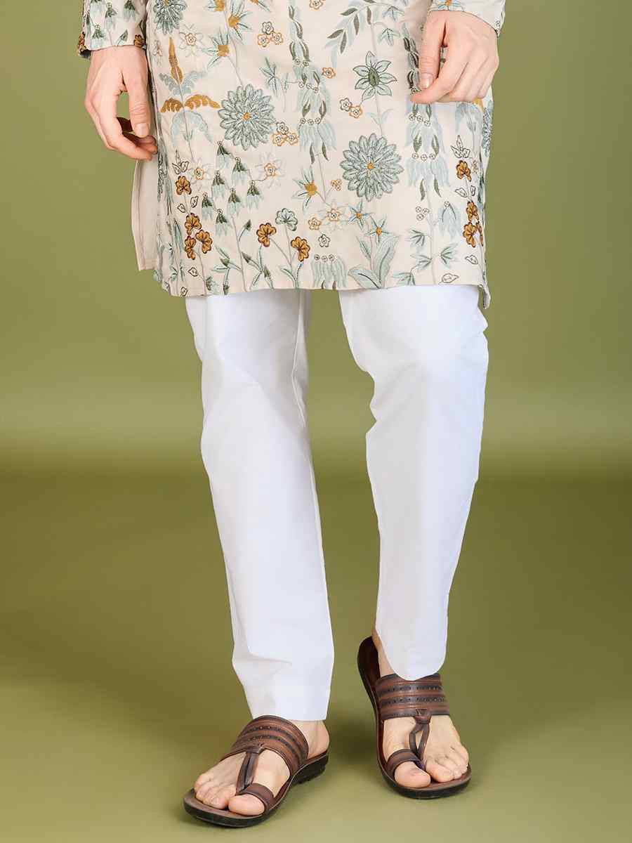 Ivery Viscose Rayon Embroidered Festival Wedding Kurta