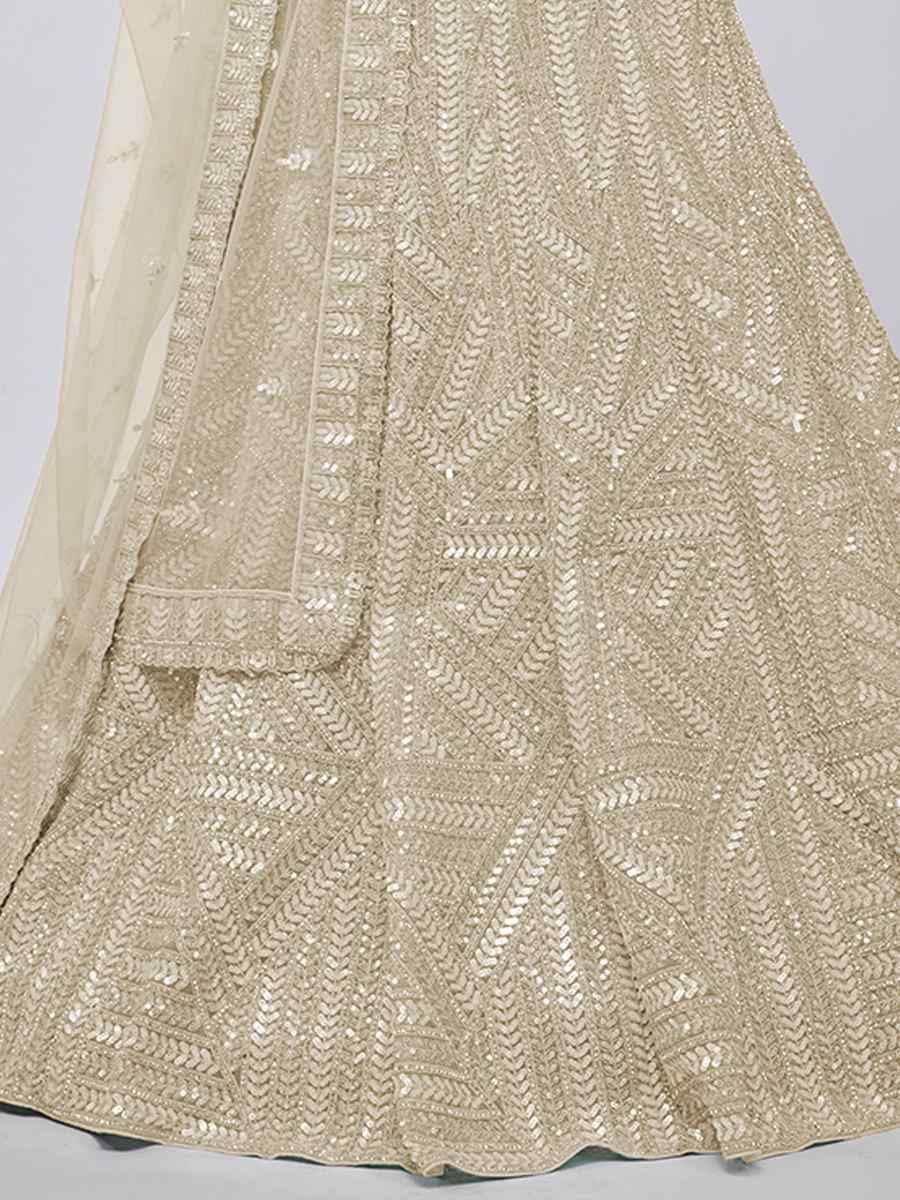 Ivory Soft Net Embroidery Bridesmaid Wedding Heavy Border Lehenga Choli