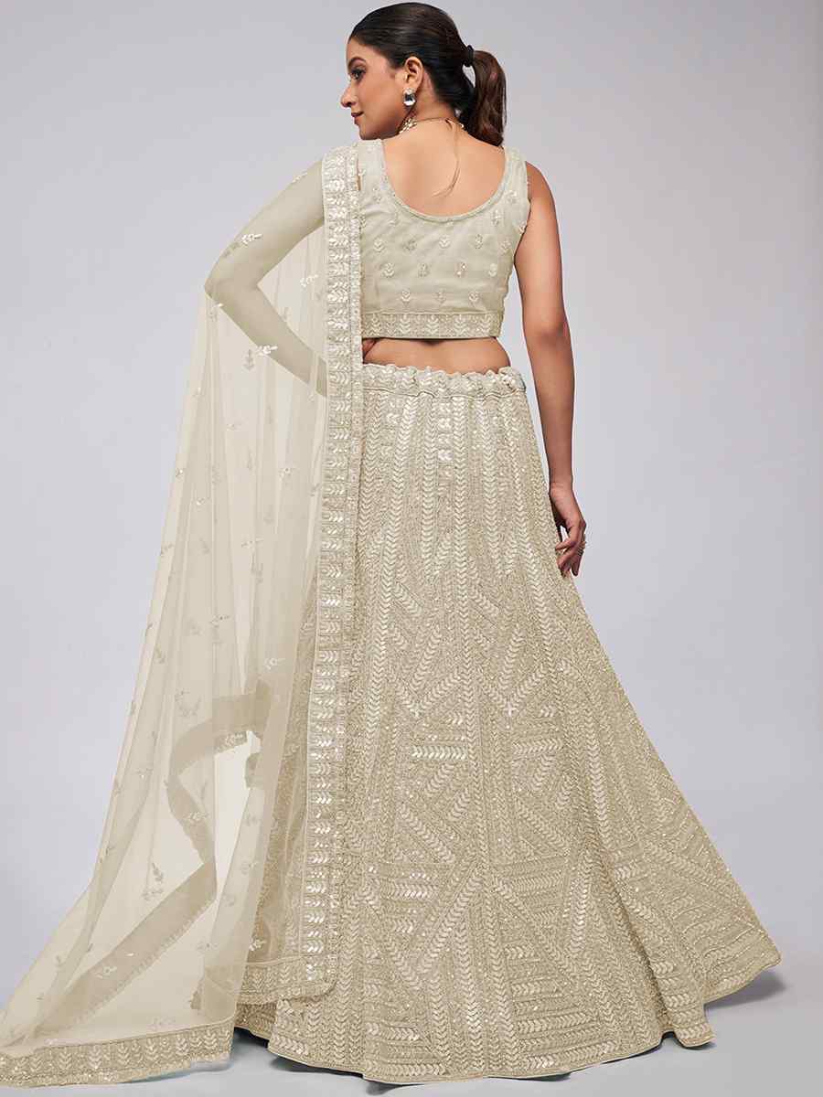 Ivory Soft Net Embroidery Bridesmaid Wedding Heavy Border Lehenga Choli