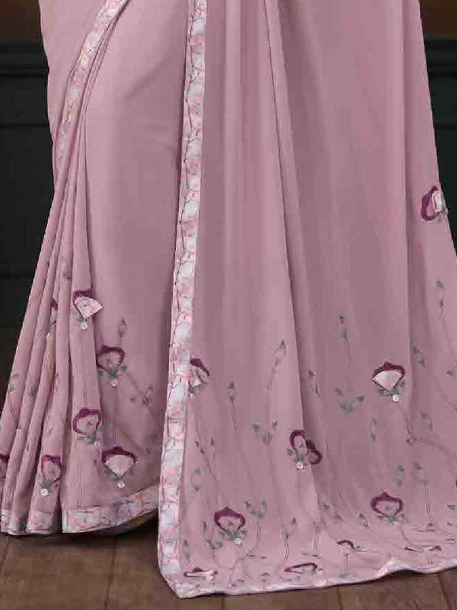 Lavender Art Silk Printed Festival Casual Contemporary Saree