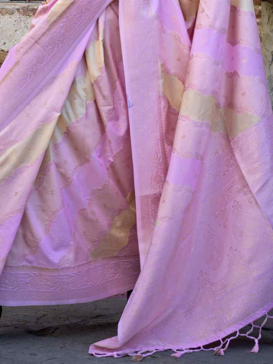 Lavender Cotton Silk Handwoven Festival Wedding Heavy Border Saree