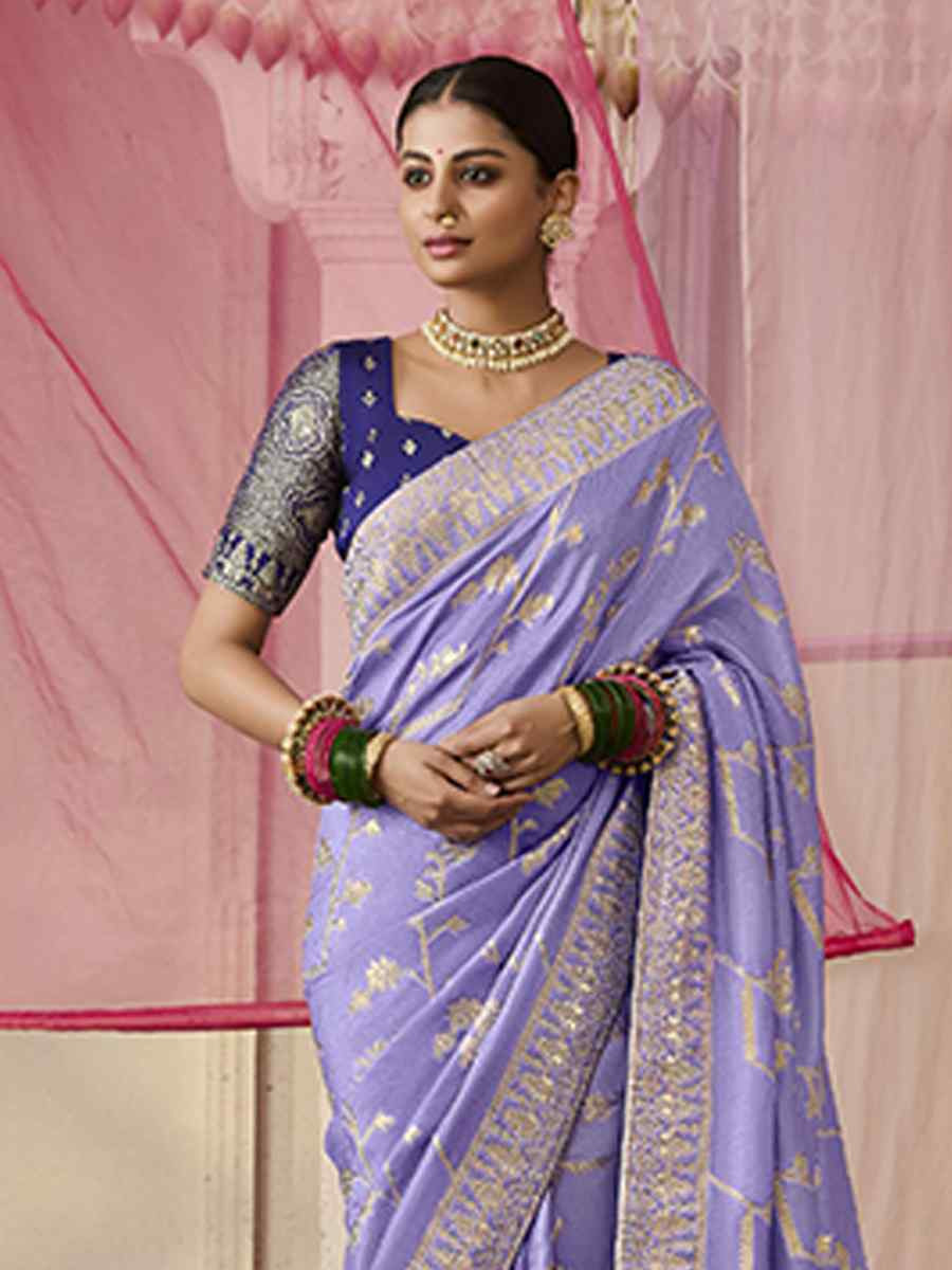 Lavender Dola Viscose Silk Handwoven Festival Wedding Heavy Border Saree