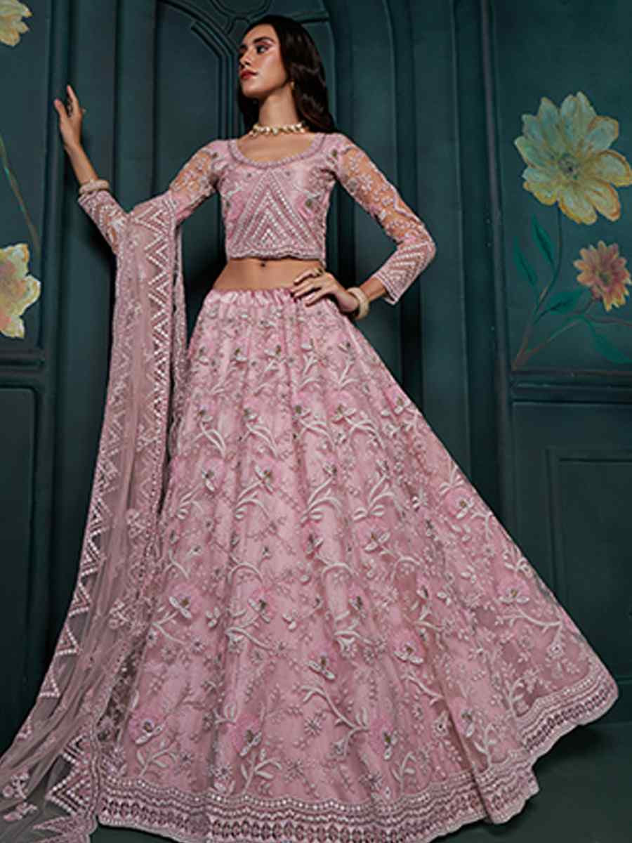 Lavender Net Embroidered Festival Wedding Anarkali Salwar Kameez