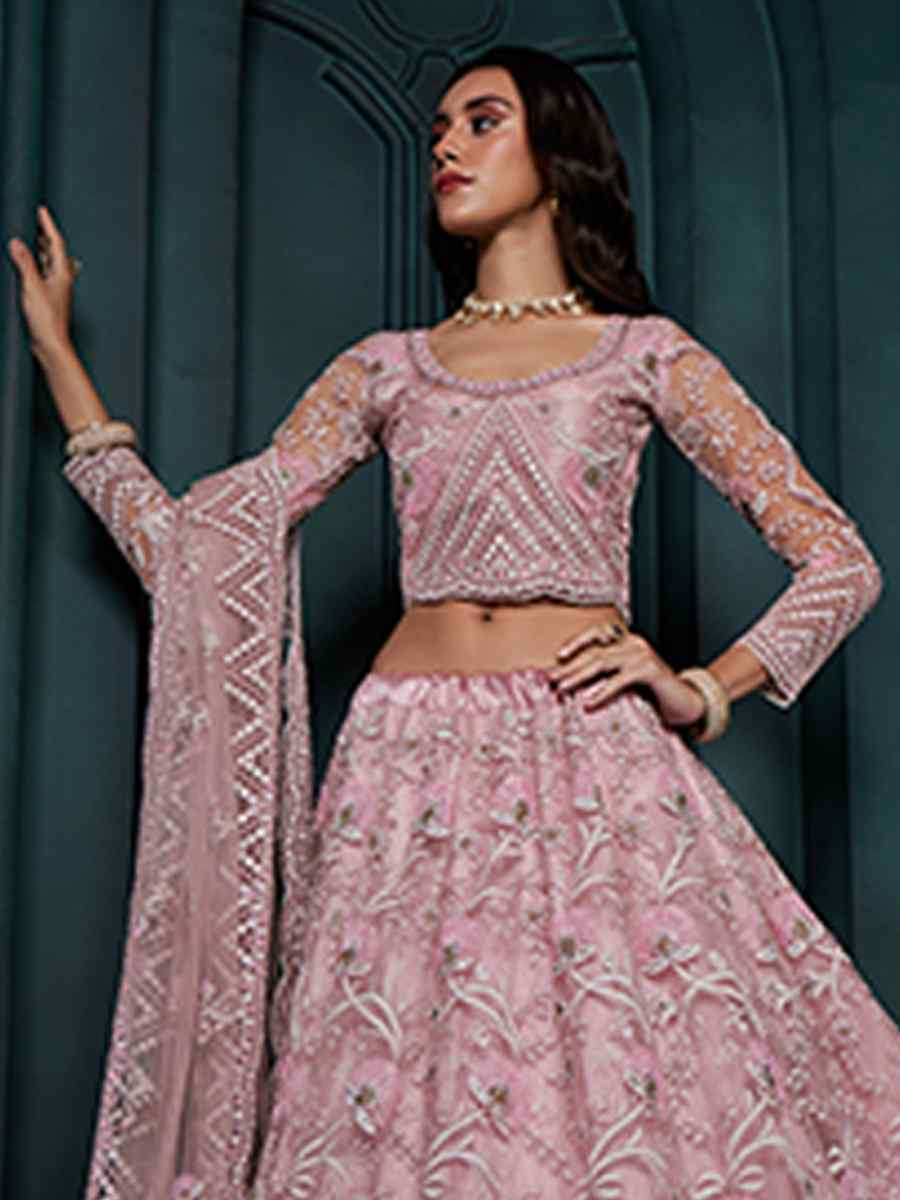 Lavender Net Embroidered Festival Wedding Anarkali Salwar Kameez