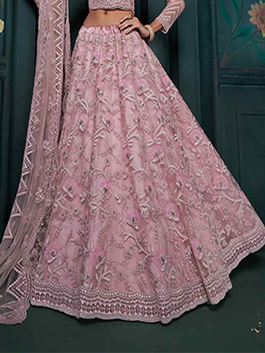 Lavender Net Embroidered Festival Wedding Anarkali Salwar Kameez