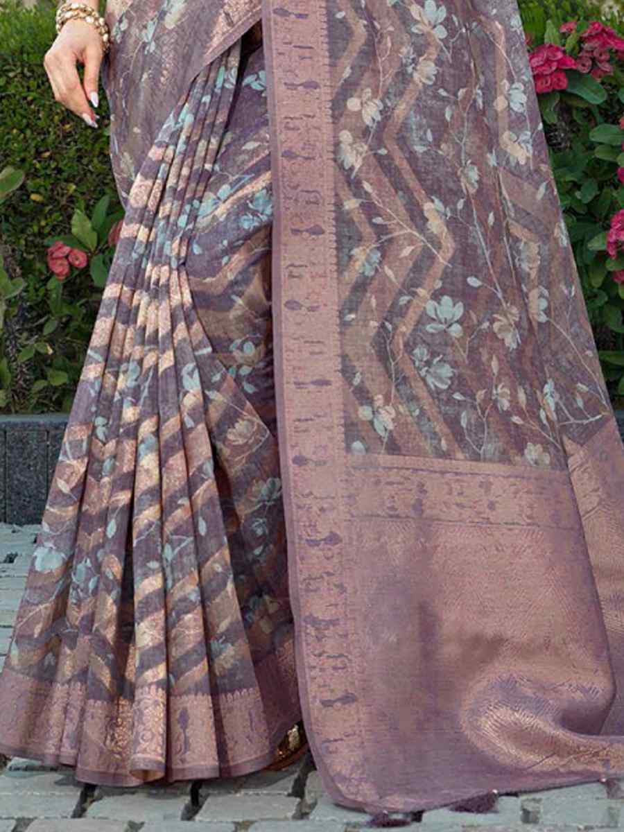 Lavender Organza Handwoven Festival Wedding Heavy Border Saree