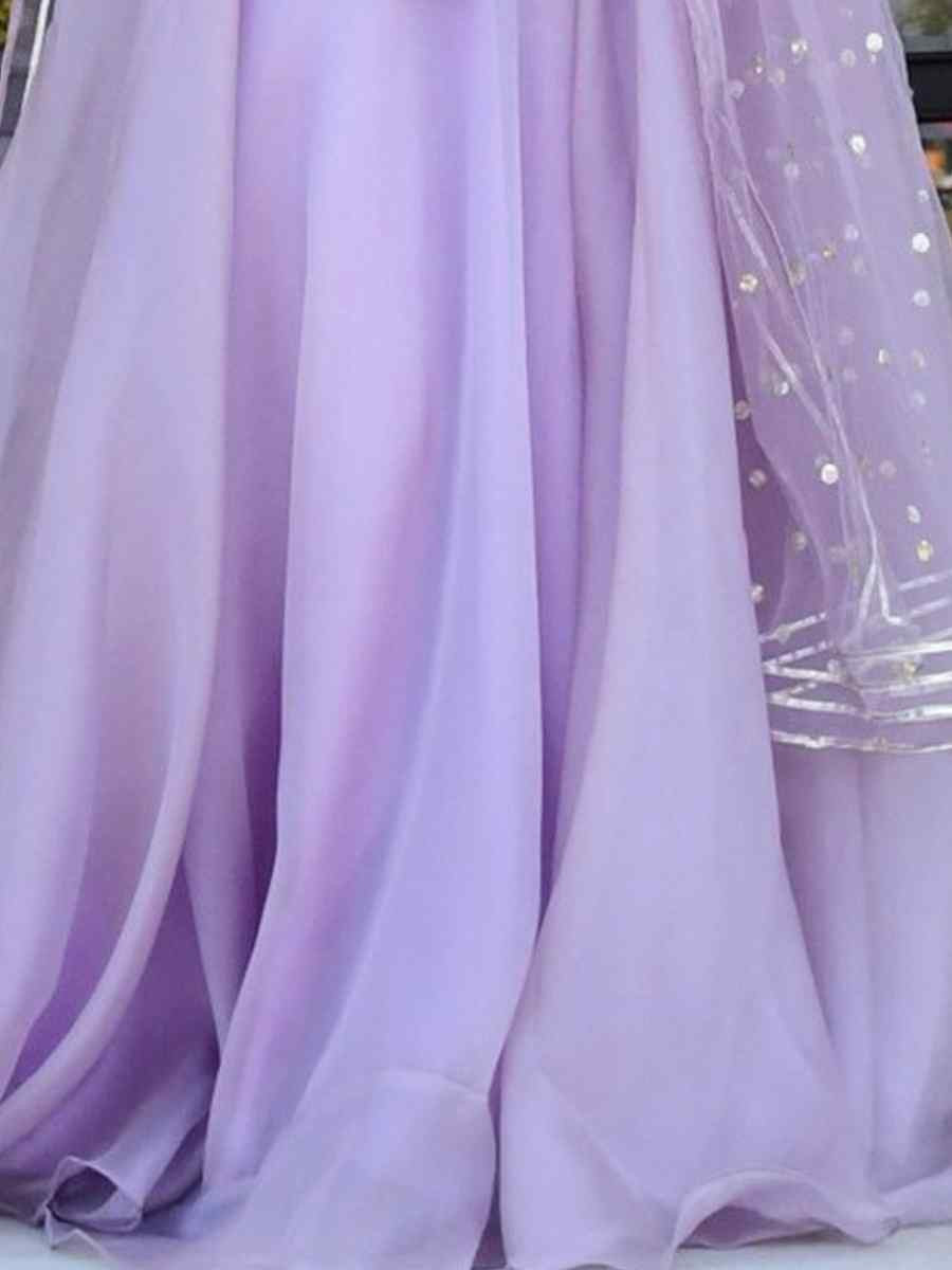 Lavender Organza Net Embroidered Bridesmaid Wedding Heavy Border Lehenga Choli