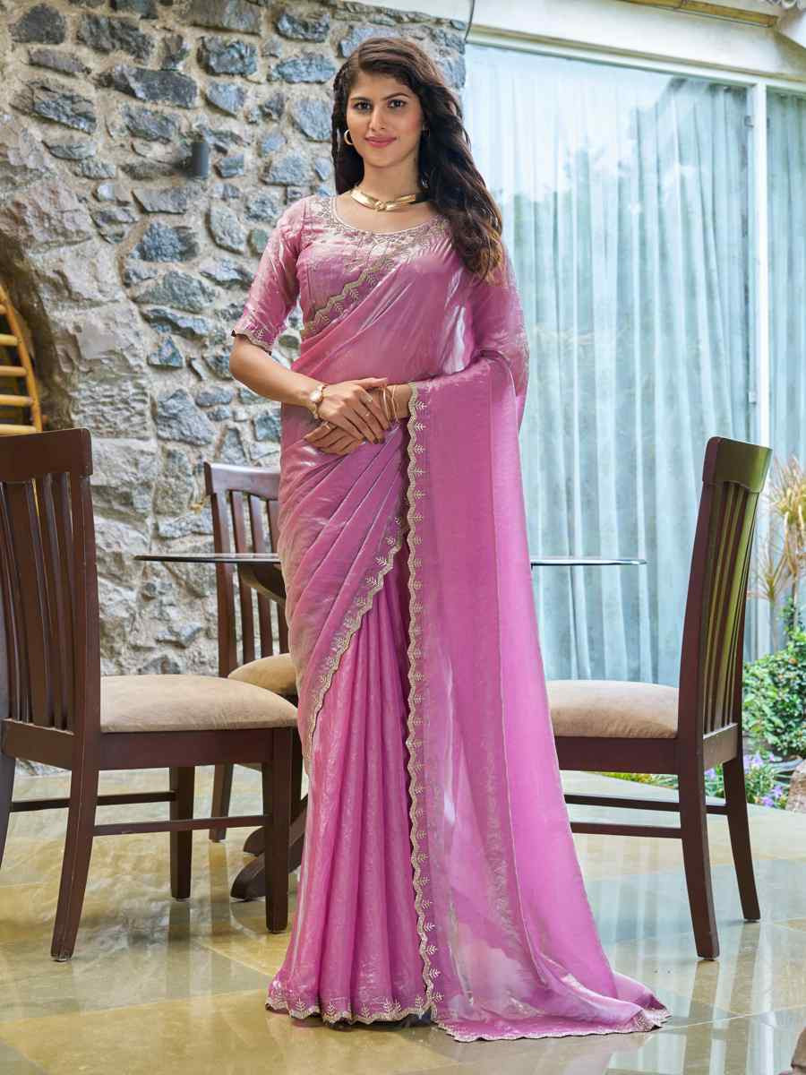 Lavender Silk  Handwoven Festival Wedding Heavy Border Saree