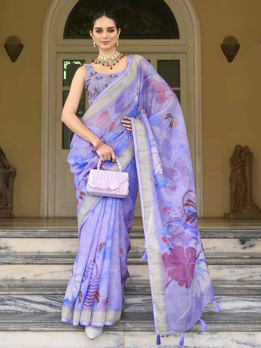 Lavender Silk Handwoven Festival Casual Classic Style Saree